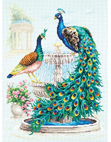 Magic Needle 210-213 ZW Pfauen Kreuzstichset mit Zählmuster Zweigart Edition, Baumwolle, multifarbig, 30x40cm
