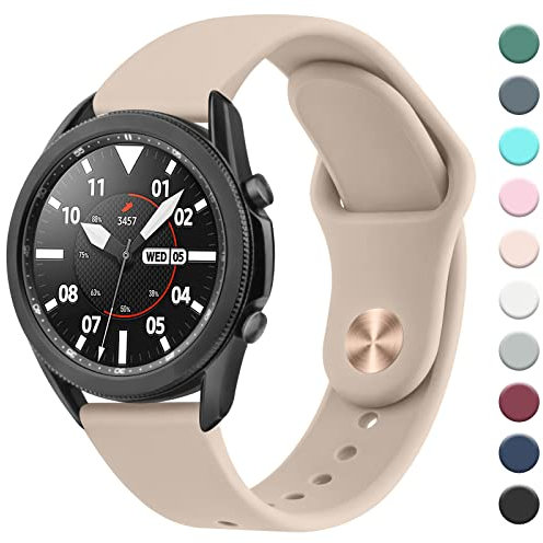 Mugust Armband Kompatibel mit Samsung Galaxy Watch 3 45mm / Galaxy Watch 46mm / Samsung Gear S3 Frontier/Gear S3 Classic, 22mm Wasserdichtes und Langlebiges Silikon Sport Armbänder (Milchtee Farbe)