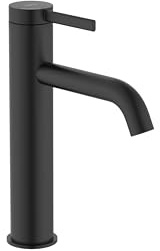 Roca A5A3C9ENB0 Mezclador Lavabo Caño Mezzo, ONA, Desagüe Click-Clack, Cuerpo Liso, Cold Start, Acabado Negro Mate