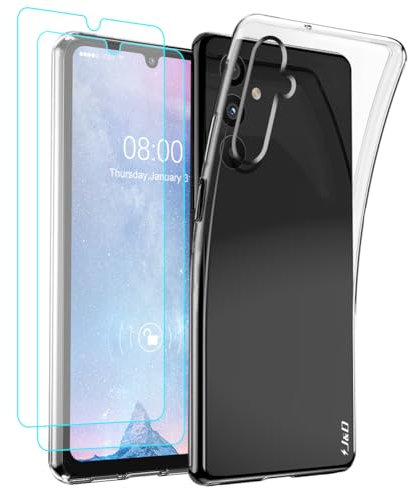 J&D Kompatibel für Samsung Galaxy A05s Hülle, Kristallklar Anti-Gelb Schutzhülle mit (2er Pack) Displayschutzfolie, Anti-Schock TPU Bumper Case for Galaxy A05s, Nicht für Galaxy A05, Transparent