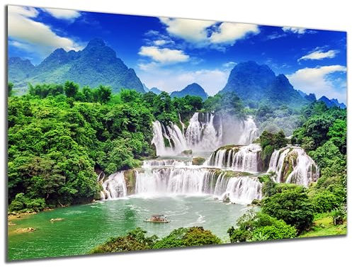 DARO Design - Wand-Bild auf 6mm HDF 30x20 cm Wasserfall Regenwald - Wand-Deko Bilder Geschenk