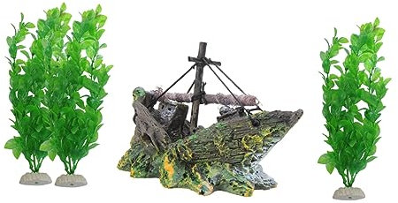 Didiseaon Décorations D'aquarium 4 Pièces Ensemble 1 Pièce Décor Aquarium Ornement Cachette Maison en Bois Aquarium Décoration D'aquarium
