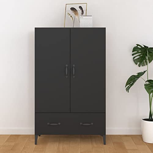 ARKEM Highboard Schwarz 70x31x115 cm Holzwerkstoff Highboard Wohnzimmer Esszimmerschrank Wohnzimmer SchräNke Highboard Vintage Buffetschrank 812538