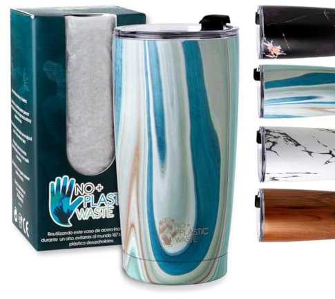 Vaso termico, 600ml grande, mantiene frío y calor, triple capa, taza termica, vaso termo cafe para llevar con tapa doble uso, bebidas con hielo o bebida caliente.Regalo Llavero Pajita Retractil