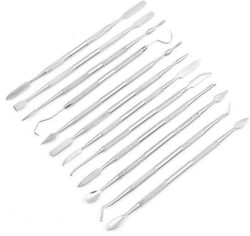 12 pezzi di strumenti per intagliare cera. Doppia estremità in acciaio inox per scolpire argilla, intaglio, kit per manicure, strumenti per fai da te per scolpire, dettagli, intaglio in ceramica