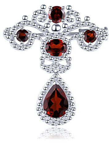 Brosche LYNLYN 2,95 Karat Granat-Amethyst-Brosche, natürlich, mehrfarbig, Damen-elegantes Schmuckzubehör (Farbe: natürliche Edelsteine) (Material : Natural Garnet)