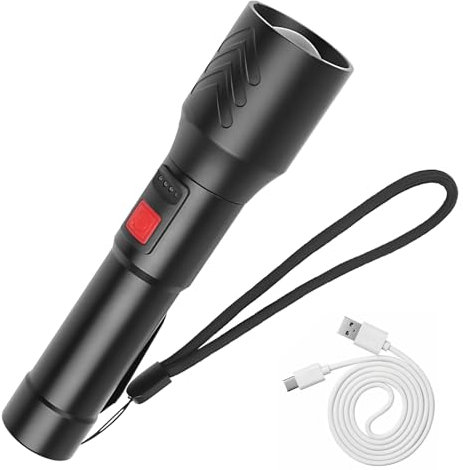 XLENTGEN Linternas LED Alta Potencia 100000 Lúmenes Linterna LED Recargable con Batería Incorporada, IP65 Impermeable, 5 Modos Linterna Táctica Potente para Camping, Senderismo, Emergencia