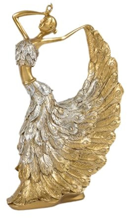 perfk Statue Tanzendes Mädchen, Skulptur, Ornamente, nordische Tänzerin, Figur, dekorativ für Zuhause, Büro, Schlafzimmer, Bücherregal, Jubiläumsgeschenk, Gold