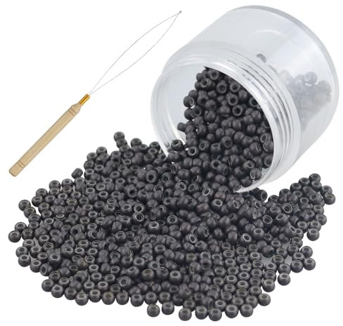 1000Pcs Nano Rings Silicone Lined 3mm Hair Extension Beads Micro Beads Silicone Lined Nano Beads Silicone Lined Nano Rings(Dark Brown)