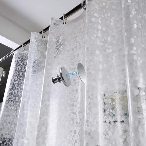 Tonnali Cortina de ducha de 180 x 200 cm, antimolde, con 3 imanes fuertes y 6 clips magnéticos gratuitos, kit para protector de fugas, cortina de ducha de plástico EVA resistente transparente para