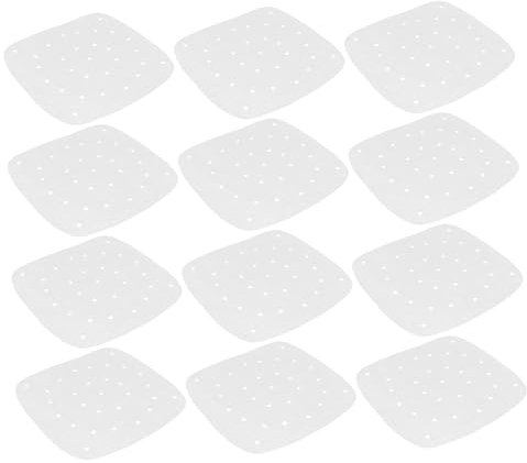 FUNOMOCYA 100 Stück Quadratisches Faserpapier Backpapier Für Heißluftfritteuse Hitzebeständig Antihaftbeschichtet Geeignet Als Papiereinsatz Zum Fettfreien Braten Und Dampfgaren