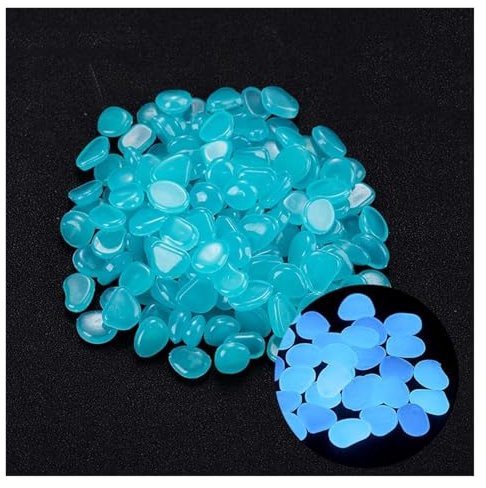 1000 Stück leuchtende Kieselsteine, im Dunkeln leuchtende Steine, leuchtende Kieselsteine ​​für Innen- und Außendekorationen, Garten, Rasen, Hof, Topfpflanze, Blumenbeet, Aquarium, Aquarium, Gehweg(Bl