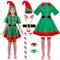 Antsparty Weihnachtself Kostüm Kinder Erwachsen, Weihnachten Elfenkostüm mit Elfenhut Elfenohren Schuhe Weihnachtliche Krücken, Weihnachts Elfen Kostüm für Weihnachten Party