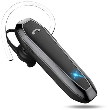 Bluetooth Headset, V5.3 Wireless Handsfree Earpiece with Noise Cancelling Mic, 33 Hours Talking Time, Single Ear Headset Compatible with iPhone Android Cell Phones for Driving Business(Black)