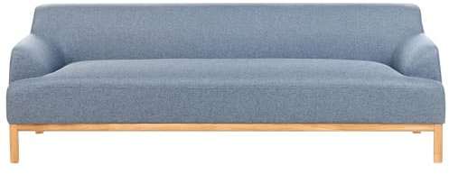 Beliani 3-Sitzer Sofa Stoffbezug blau mit Armlehnen hohe Holzbeine Skandi-Stil Sosjo