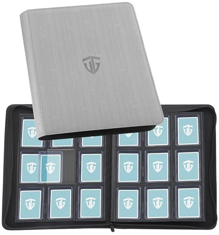 TCGUARD Toploader Sammelkarten Album für 216, 9 Fächer Toploader Binder mit Hüllen für 3x4 Rigid Card, Trading Card Binder für TCG, MTG-Karten, Kartensammelalben (Grau)