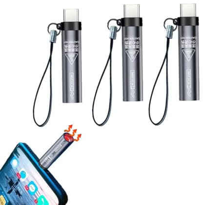 3 Stück Typ C Feuerzeug, Handy einstecken und funktionieren, für Handys, Tablets, mobile Stromversorgung, kein Aufladen nötig, schaltet sich automatisch nach 8 Sekunden aus