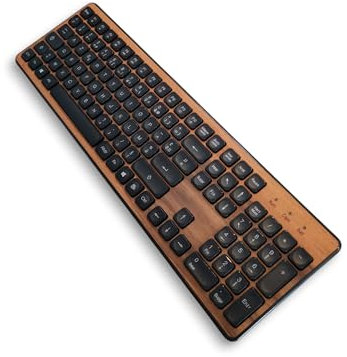 Générique Clavier Placage Bois Noyer sans Fil AZERTY