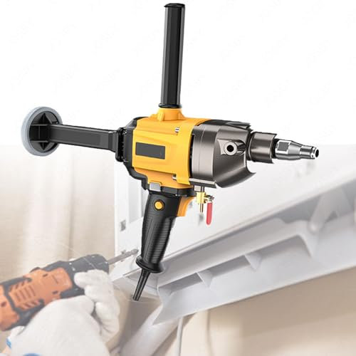 1200r/min Wet/Dry Electric Drill, 2300W Punch Machine, Three-Speed Adjustment, Brick Wall Opening Diameter 180MM, Double Clutch Design, with Water Pump& 2 Pcs Drill Bits, for Maintenance Worker