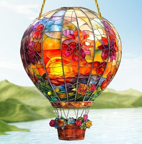 Rotlicht Heißluftballon Solarfänger Scheibe Anhänger Wanddeko Anhänger Pendel ​​ Kreative Wandkunst Ideen​​ (Orange, 20x15 cm)