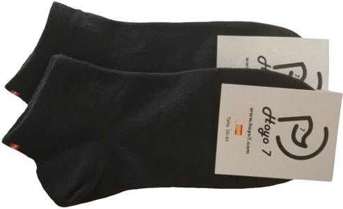 Hoyo 7 Pack 2 pares Calcetines tobilleros con bandera de España (FR/ES, Números, 41, 45, Regular, Regular, Negro)