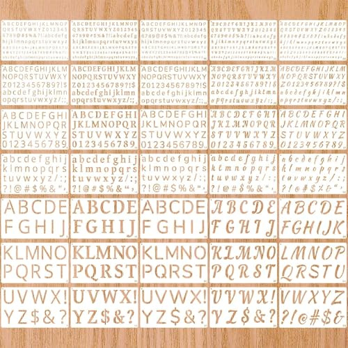 Zernblend 35 Pezzi Piccoli Numeri e Lettere Stencil in Plastica per Progetti Fai da Te, Stencil Lettere, Stencil Lettere (9,8 x 5,9 pollici)