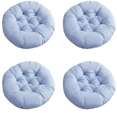 Yunlaishaocer 4er Set Sitzkissen Rund, Stuhlkissen 40x40cm, Sitzpolster Outdoor & Indoor, Auflagen für Gartenstühle, Bürostuhl, Balkonstuhl (Grau Blau)