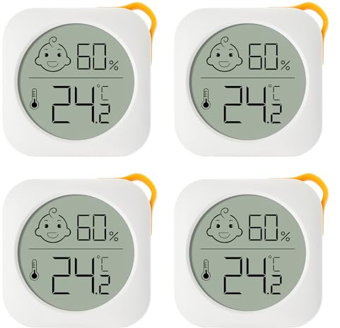 Flintronic Igrometro Termometro per Interni, con Emoji, 4pz | Igrometro Termometro Digitale Mini, Monitor Temperatura E Umidità Ambiente, Per Casa, Ufficio, Rettili, Asilo Nido