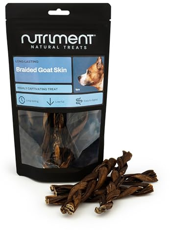 Natural Treats Braided Goat Skin for Dogs (4pcs) Hypoallergenic Chew Treats
