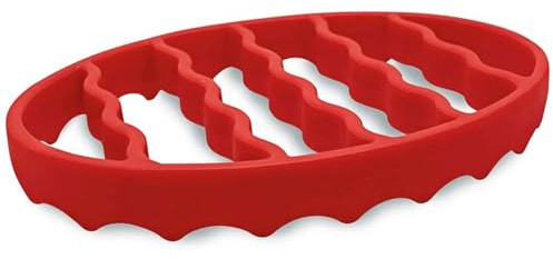 Griglia per arrosti in silicone 7x8x1 Griglia ovale resistente al calore Lavabile in lavastoviglie e adatta al microonde per pentola a cottura lenta, pentola a pressione, forno e altro, Rosso