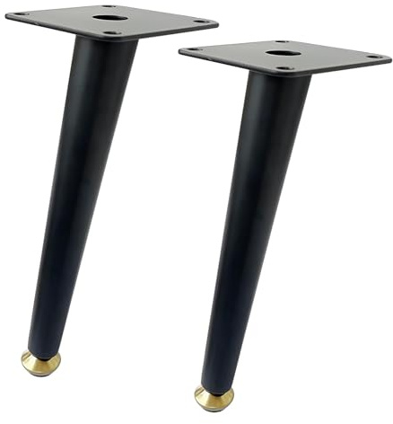 WATAOW 2er Set 20cm Schwarze Möbelfüße | Schräg Zulaufende Metall Tischbeine Stützfüße | Verstellbare rutschfeste Pads | Ersatzfüße für Schrank TV-Bank Nachttisch(Gold)