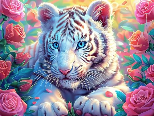 Weißer Tiger Puzzle 500 Teile Für Erwachsene Für Familien Wildtiere Fördert Kommunikation Ideal Für Regentage Und Ferien Karton 500 PCS