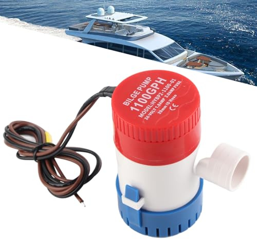Cocoarm Pompa di Sentina Marina 1100GPH, Pompa Sommergibile in ABS 12V 24V DC, Tiraggio 3A, Filtro a Sgancio Rapido, Anti-camera di Equilibrio, per Rimozione Acqua Piscina Serbatoio Esche di Sentina