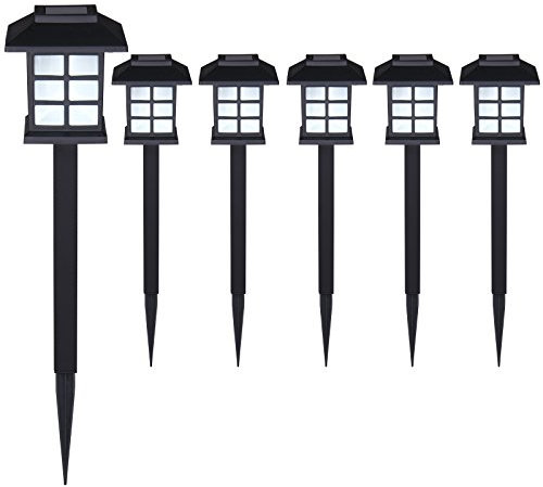 Deuba® Solarlampe für Außen 6er Set LED Wetterfest IP44 Dämmerungssensor Erdspieß Solar Laterne Schwarz Garten Leuchte Außenleuchte Balkon Deko