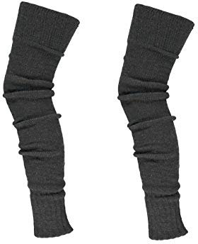 krautwear® Damen Beinwärmer Stulpen Legwarmers Overknees gestrickte Strümpfe ca. 70cm 80er Jahre 1980er Jahre (anthrazit 2x)