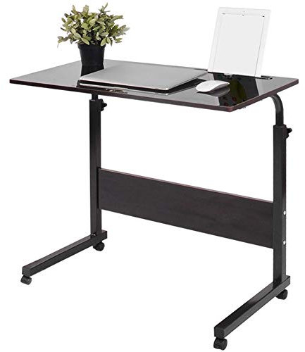 Table Roulante d'ordinateur Portable Rainure de Tablette Bureau d'ordinateur Roulant Table de Travail Mobile Réglable en Hauteur Table d'appoint Canapé Table pour Ordinateur Portable Roulettes(Noir)