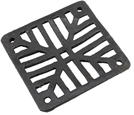Griglia di scarico quadrata in ghisa nera (125 mm x 10 mm)