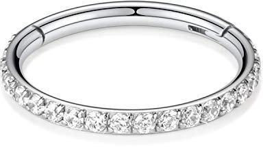 hengkaixuan Conch Piercing Schmuck 18G Titan Knorpel Ohrringe Doppelt gestapelter Conch Ring Silber Nahtlose Higned Segment Ring Septum Daith Rook Helix Creolen Nase Creolen 12mm