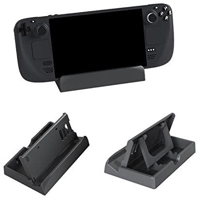 Stand Base Kompatibel mit Ventil Dampfdeck Konsole Zubehör für Nintendo Switch Handheld Videospiel PC Gaming Einstellbare Angel Holder Mount - Schwarz