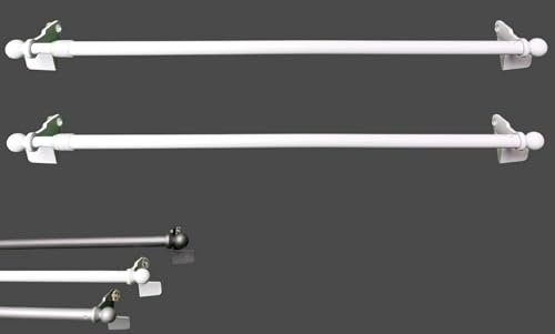 MadeInNature Lot de 2 tringles à Clipser, Autobloquantes, Montage sans Vis ni perçage Fix’VIT Extensibles, Couleurs et Longueurs au Choix (Extensible 50x80 cm, Lot de 2 Embout Boule Blanc)