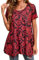 Enmain Ladies Tunic Tops Short Sleveve Plus Size Womens Tunic Dress Casual Long Tunics Shirts for Leggings Ladies Longline Loose Blouse T Shirt,Red,L