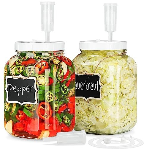 1 Gallon Large Fermentation Jars, 4.3 Wide Mouth Glass Jar, 2 Pack