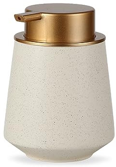 Seifenspender, Keramik Seifenspender, Spülmittelspender küche, Nachfüllbare Keramik Seifenspender, Shampoo Seifespender, Seifenspender für Küche Toilette und Bad, Beige Seifenspender (300ml)