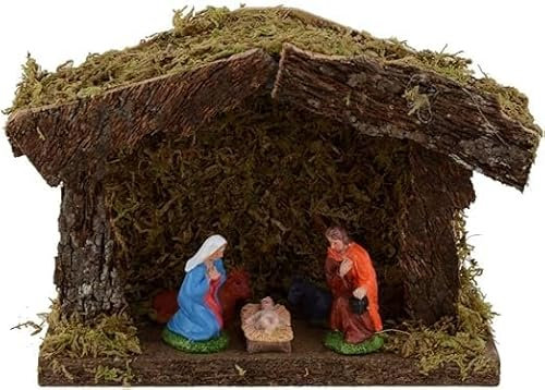 Holyhome Kit Capanna Completa con Natività 18x8x13 cm (7,08x3,14x5,11 Inch) + Busta Paglia