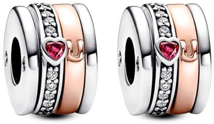 Annmors love U Stopper Charm 925 Perles En Argent Sterling pour Breloque Compatible Bracelets Collier Perles Oxyde Zirconium Noël Saint Valentin Cadeau Fête des Mères Femmes Filles 2pcs / Set