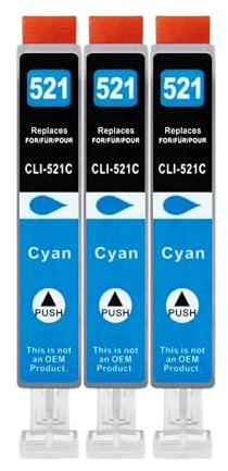 3 XXL Druckerpatronen kompatibel zu CLI-521 C Cyan für Canon PIXMA IP3600 IP4600 IP4600x IP4700 MP540 MP540x MP550 MP560 MP620 MP620B MP630 MP640 MP980 MP990 MX860 MX870