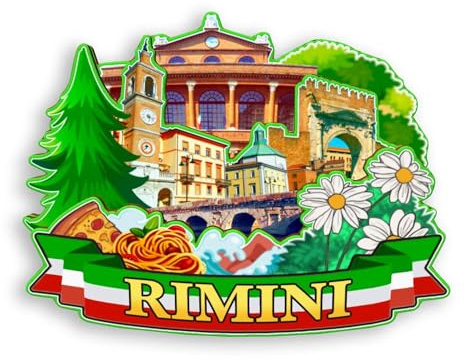 Quwsne Kühlschrankmagnet Rimini Italien, Kühlschrankmagnet, Stadt, Reise, Souvenirs, Touristengeschenke, 3D, klassische Sehenswürdigkeiten, handgefertigt, Handwerk, Heimdekoration -1262, QS-WC-1262