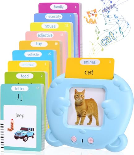 SOBEAU Sprechende Flash-Karten,Englisch, Lernkarten Kinder 255 Blätter 510 Wörter,Lernspielzeug für Kinder für 1-6 Jahre Alt, Wörter Lernen Interaktives,Vorschule Geschenk Spielzeug