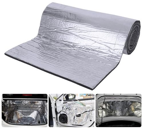 Camiraft Tapis Amortisseur D'isolation Phonique Thermique De Voiture Isolant Autocollant Imperméable,Isolation Thermique Et Sonore, pour Le Moteur/Toit/fenêtre(Argent 200cmX50cmX10mm)