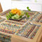 ABAKUHAUS Primitive Tischläufer & 4 Stück Tischsets, Mexikanische Art ethnische Doodles mit Dreiecken Kreisen Folkloric Geometric Tribal, Tischdeko-Set, 180 x 40 cm, Beige Aprikose